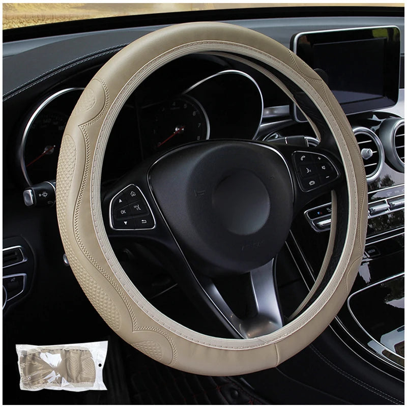 Car Steering Wheel Cover Funda Volante Braid on the Steering wheel Volan Comfortable Durable For 37 38 CM Auto No Inner Ring