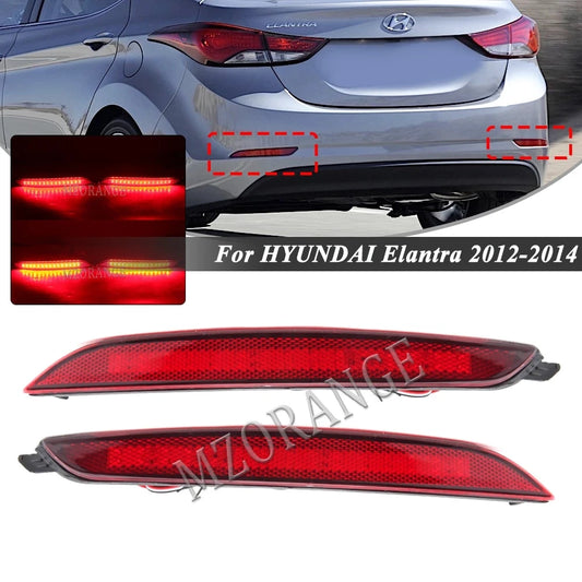 2PCS LED Rear Bumper Light For Hyundai Elantra 2012 2013 2014 Tail Light Fog Lamp Brake Stop Signal Reflector Car Accessories