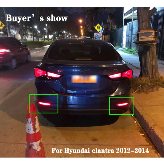 2PCS LED Rear Bumper Light For Hyundai Elantra 2012 2013 2014 Tail Light Fog Lamp Brake Stop Signal Reflector Car Accessories
