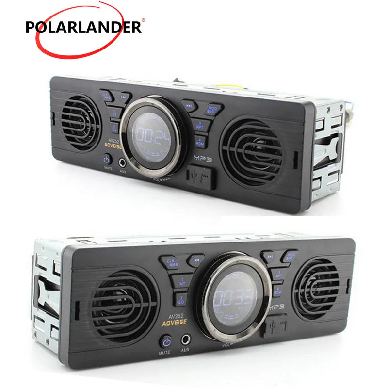 Car Radio MP3 Audio Player AV252 1 Din Bluetooth Hands-free Stereo FM Builtin 2 Speakers Supports USB SD AUX Playback