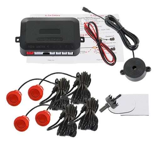 SINOVCLE 4 Sensors Buzzer 22mm Car Parking Sensor Kit Reverse Backup Radar Sound Alert Indicator Probe System 12V Free Shipping