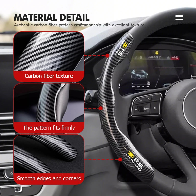 Carbon FiberCar Steering Wheel Ferrule Protective Cover For Renault RS Clio Scenic Logan Megane Koleos Sandero Safrane