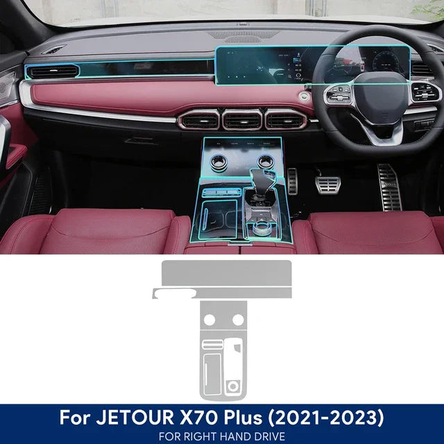 For Jetour X70 Plus 2021 2022 2023 Car Navigation Screen Gearbox Interior TPU Film Protection Sticker Anti-scratch Decal LHD RHD