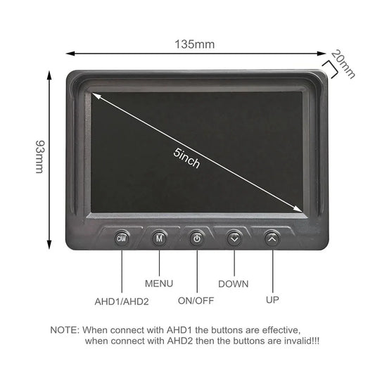 DIYSECUR 1024x600 4Pin 5 Inch AHD IPS Rear View Car Monitor Digital Screen Display For AHD CVBS Car Camera