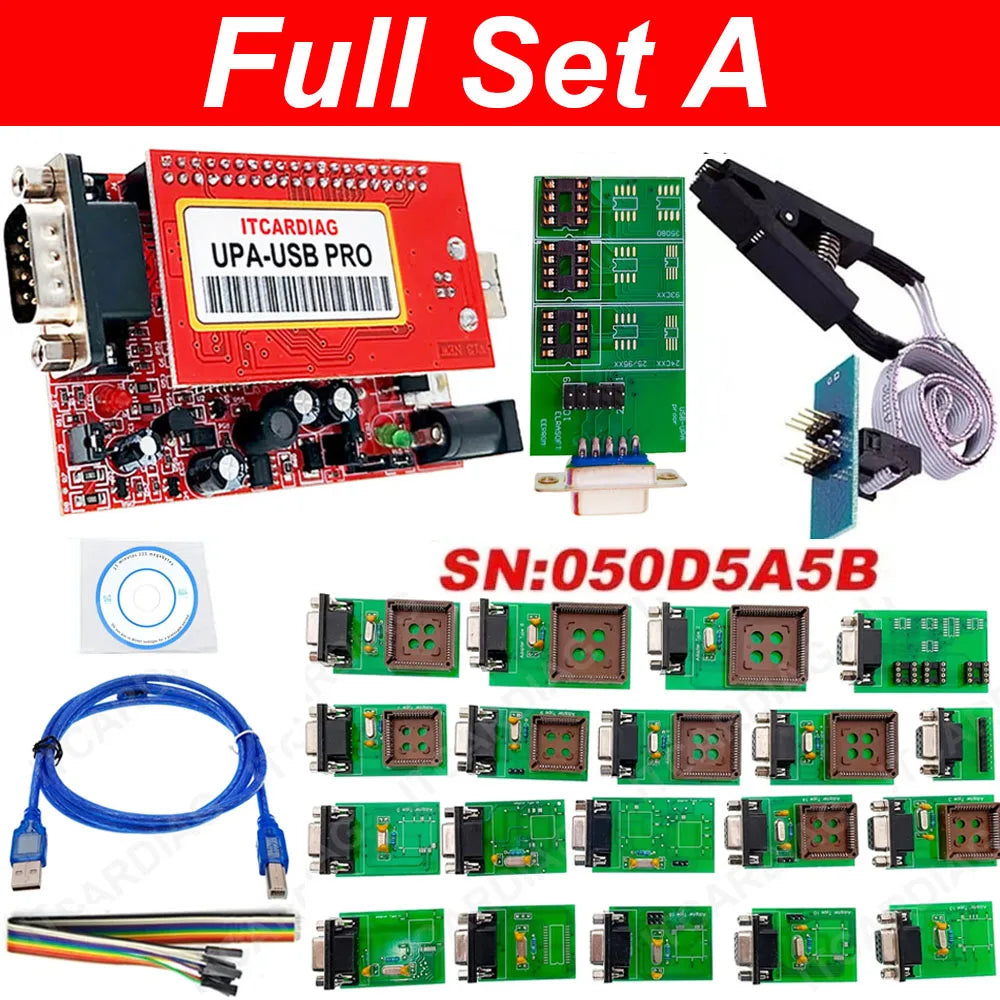 ITCARDIAG V1.3 UPA-USB SN:050D5A5B & SOP8 SOIC8 Clip ECU Chip Tunning with 350MB Full Script Upa Usb Programmer for Windows 7/10