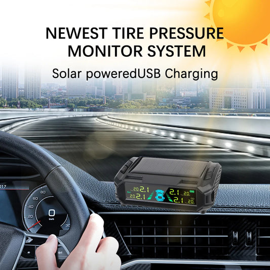 Digital LCD Display USB / Solar TPMS Auto Security Alarm Systems Tyre Temperature Monitor Car Tire Pressure Monitoring System