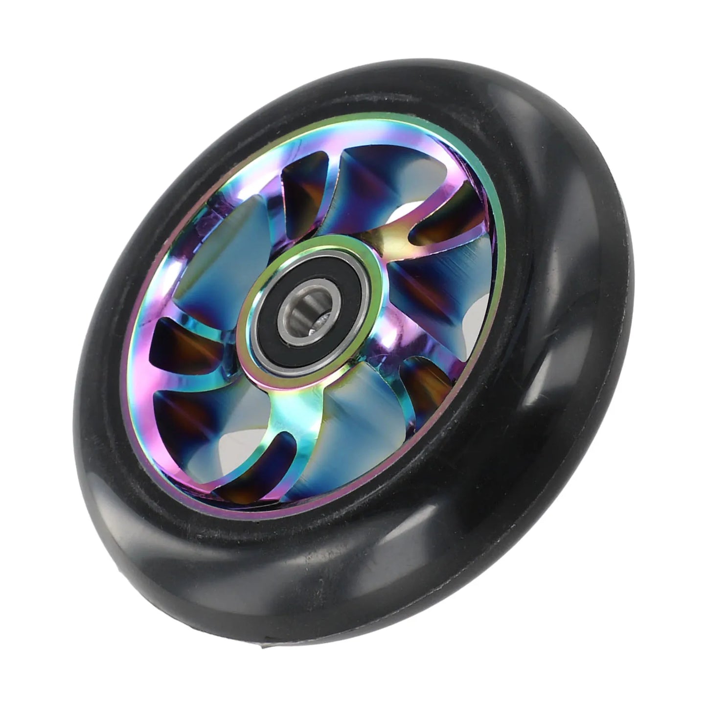Elastic Polyurethane Tire Material Scooter Wheels Aluminum Alloy Hub 100mm Stunt Wheels High Carbon Steel Bearings