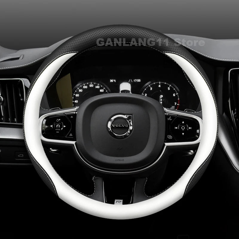 Leather Car Steering Wheel Cover For Volvo XC60 XC40 XC90 Anti-slip Auto Steering Wheel Cover Volvo XC60 Accessories