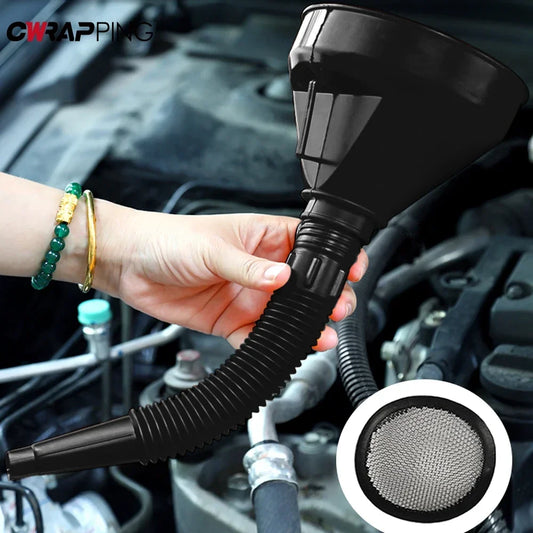 Car Engine Oil Funnel Tool with Flexible Hose Filter Strainer Leak-Proof Design Tool Universal Truck Motorcycle Car Accessories