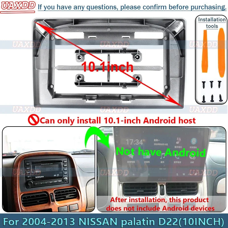 For 2004-2013 Nissan Palatin D22 10inch Radio Android Stereo Frame Panel Fascia Dashboard Multimedia Screen Video Cable Harness