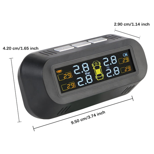 Digital LCD Display Auto Security Alarm Systems Solar/USB Powered Car TPMS Tire Pressure Monitoring System