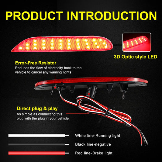 LED Rear Bumper Reflector Lights For Nissan X-trail T32 Rogue Qashqai J11 Leaf Pathfinder Infiniti Q50 QX60 JX35 2014 2015 2016