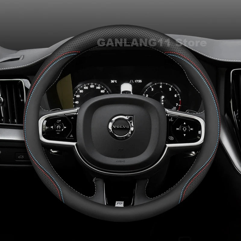 Leather Car Steering Wheel Cover For Volvo XC60 XC40 XC90 Anti-slip Auto Steering Wheel Cover Volvo XC60 Accessories