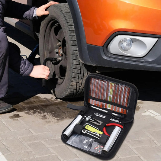 34 Pieces Car Tire Repair Kit Motorcycle Patch Flats Repair Kit Portable Fix Tools for Travel Daily Roadside Sedans SUV Truck RV