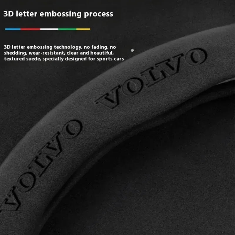 Car Steering Wheel Cover For Volvo XC40 XC60 XC70 XC90 C30 C40 S60 S80 S90 V40 V60 V90 ES90 Suede 38cm Anti-Slip Car Accessories