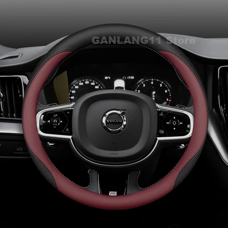 Leather Car Steering Wheel Cover For Volvo XC60 XC40 XC90 Anti-slip Auto Steering Wheel Cover Volvo XC60 Accessories