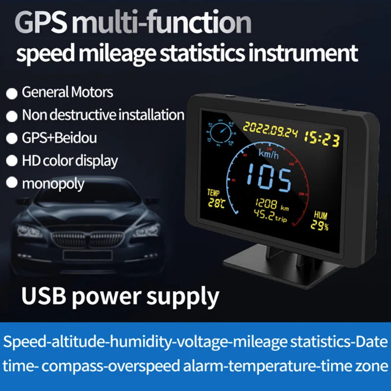 Digital GPS Speedometer Odometer 4.7 inch LCD Display HUD Display with Over Speeding Alarm for All 5-24V Vehicle head up Display