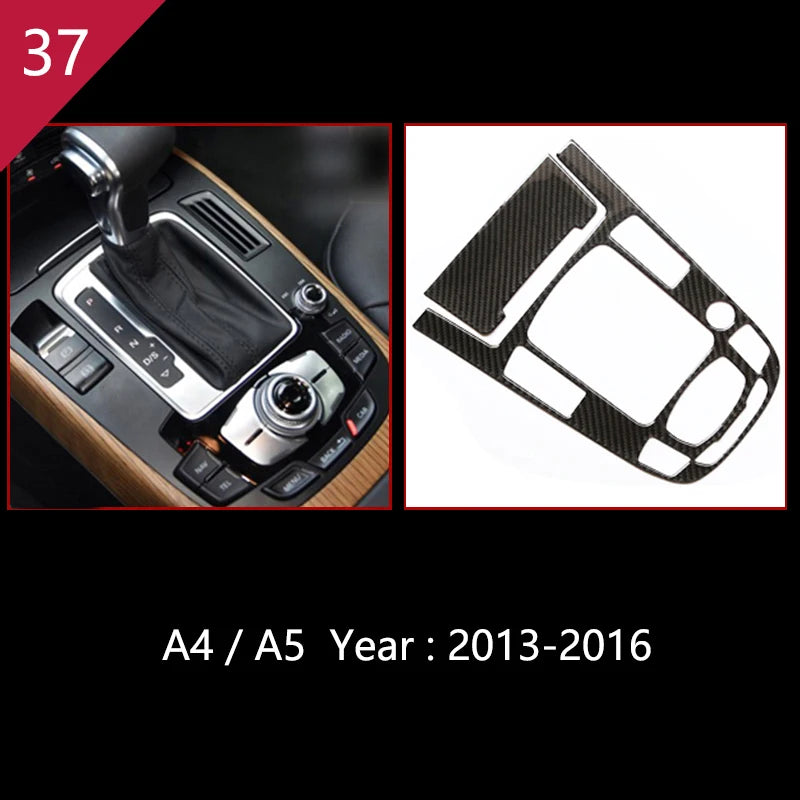 For Audi A4 S4 RS4 B8 8K A5 S5 RS5 8T 8F Carbon Fiber Interior Auto Gear Shift Panel Cover Frame Trim Sticker Car Accessories
