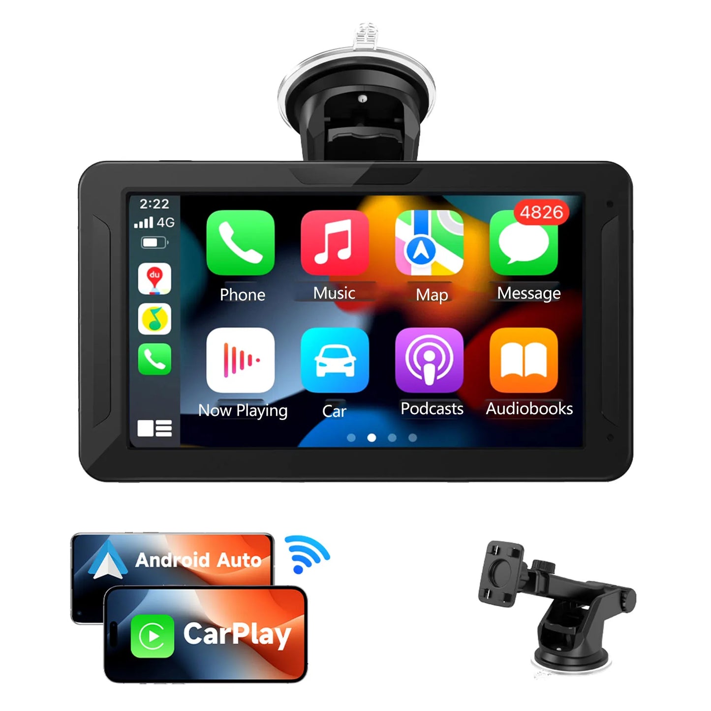 P6-7inch Universal Portable Car Screen for Carplay, Car Radio Multimedia Video Player Wireless Carplay Screen for IOS/Android