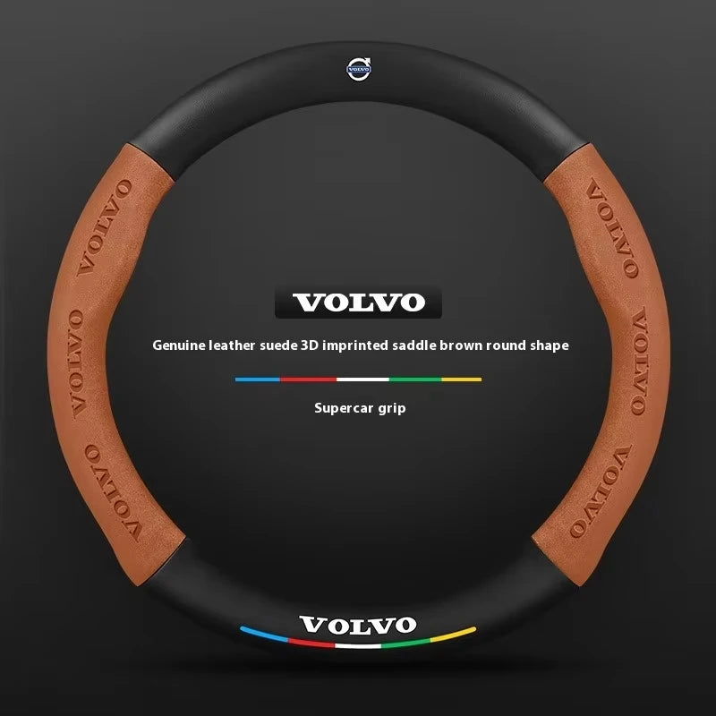 Car Steering Wheel Cover For Volvo XC40 XC60 XC70 XC90 C30 C40 S60 S80 S90 V40 V60 V90 ES90 Suede 38cm Anti-Slip Car Accessories
