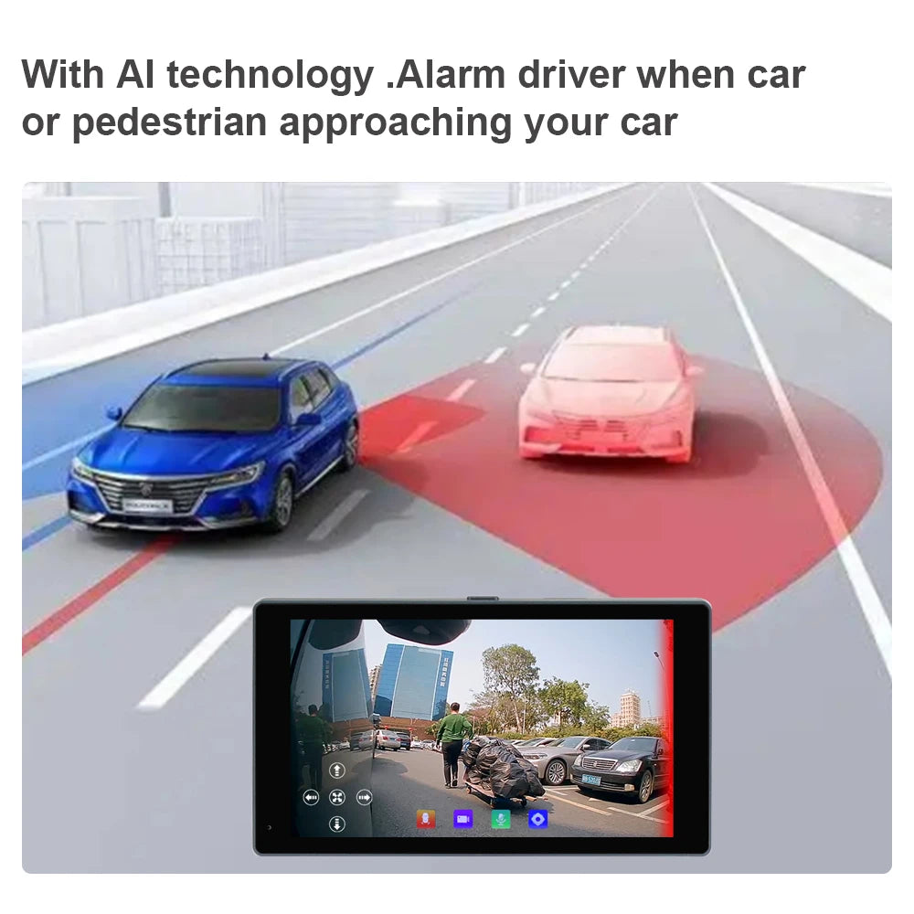 5 Inch Touch Screen Digital Side View Monitor,AHD 1080P Camera,with AI Function(2monitors+2cameras)and Blind Spot Warning System