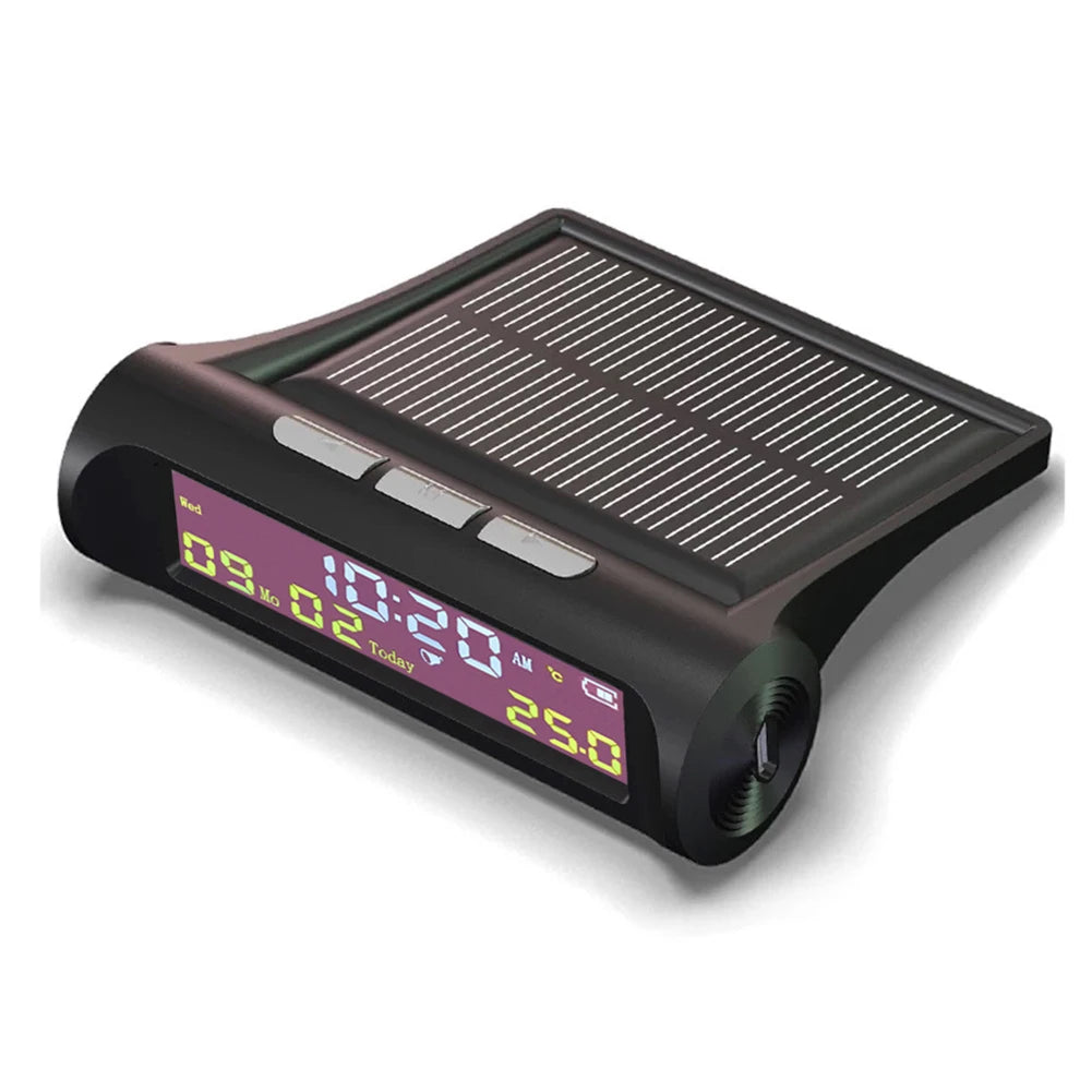 Car Auto Digital Clock Look Solar LCD TPMS with Date In-Car Temperature Display for Outdoor Parts Personal Car Accessories