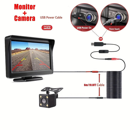 4.3 Inch Car Monitor With Rear View Camera For Vehicle Parking Reversing Camera With LCD Screen Usb Easy Installation