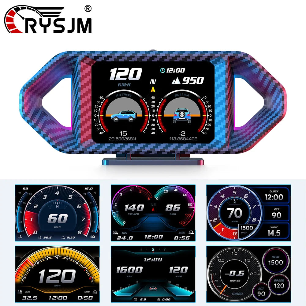 P26 Multi-function Smart Car System GPS OBD2 Head Up Display With Speedometer Tachometer Fuel Consumption Water Temp Voltage