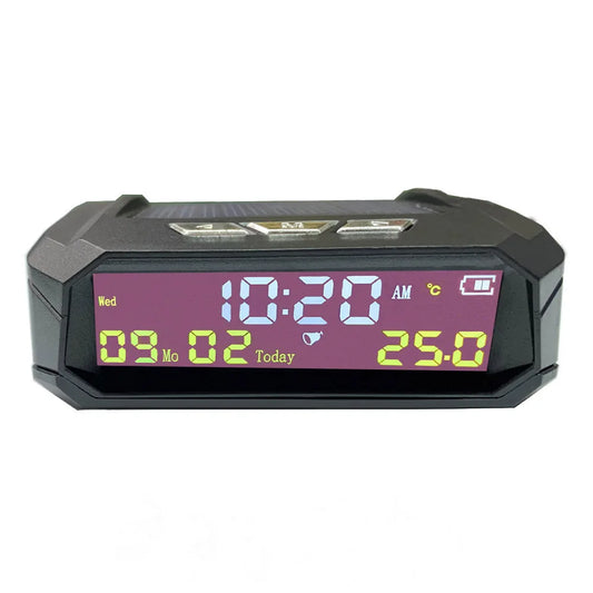 Car Auto Digital Clock Look Solar LCD TPMS with Date In-Car Temperature Display for Outdoor Parts Personal Car Accessories