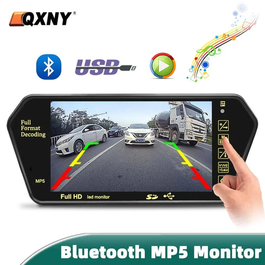 7" Screen Full HD Mirror Parking  LCD  Monitor Bluetooth USB FM Video Player Automatic DisplayFor Car Backup Rear