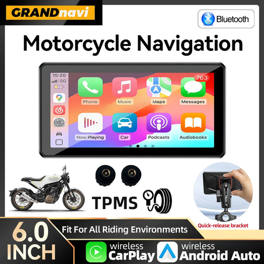 6inch Wireless CarPlay Moto Portable Digital Motorcycle Dashboard IP67 GPS Navigation Display Screen Android Auto Monitor
