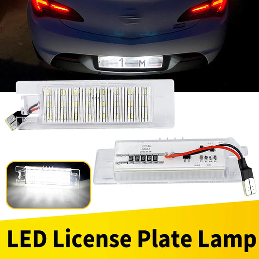 2Pcs LED License Plate Light For Opel Vectra C Astra J H Zafira B Insignia Corsa C D Meriva A Tigra B Canbus Number Plate Lamp