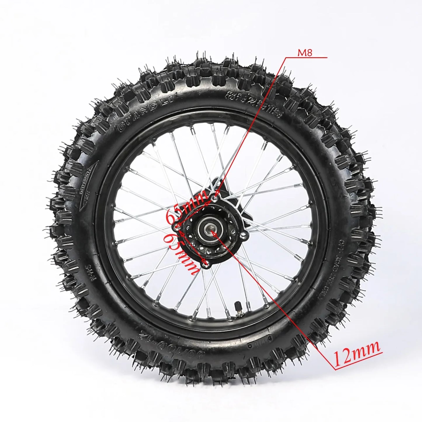 12'' Rear Wheel 80/100-12 RimTire 3.00-12 Tire 12mm Bearing Axle for Pit Pro Trail Bikes Off-road Apollo CRF 125cc