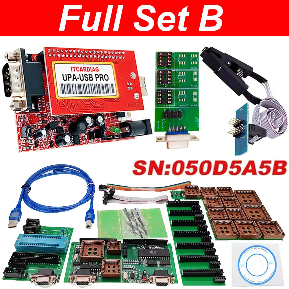 ITCARDIAG V1.3 UPA-USB SN:050D5A5B & SOP8 SOIC8 Clip ECU Chip Tunning with 350MB Full Script Upa Usb Programmer for Windows 7/10
