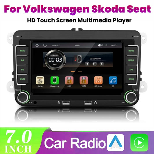 7" 2 Din HD Car Media Video RDS Airplay Car Radio Wireless CarPlay Android Auto Stereo Audio For VW/Seat/Skoda/Passat/Golf/Polo