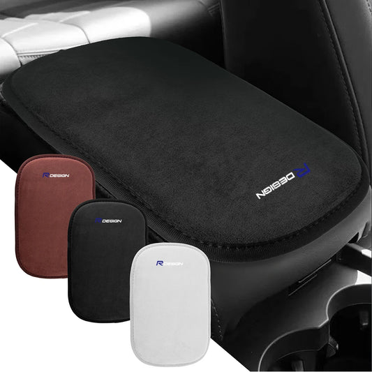 1PC Central Console Hand-held Fur Leather Protection Mat Auto Armrests soft Storage Box Pad For Volvo RDESIGN Auto Accessories