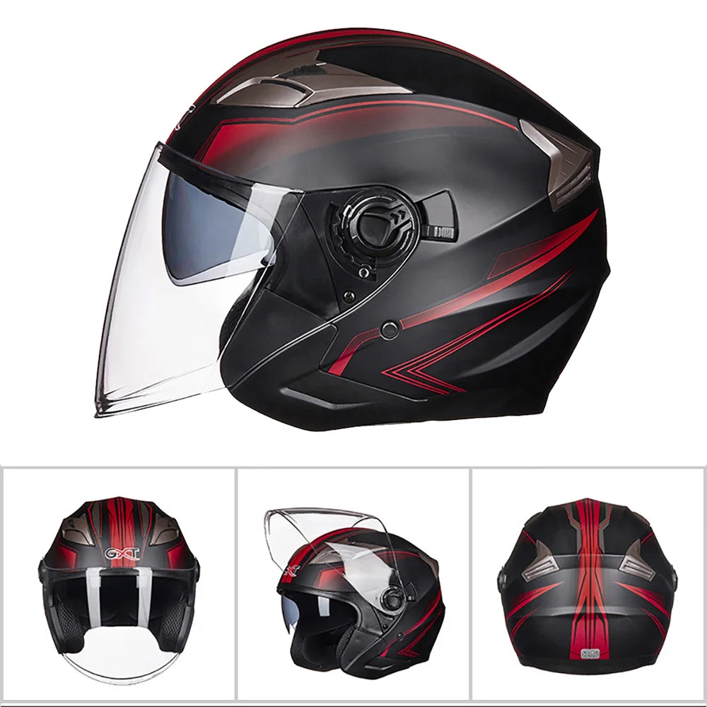 Motorcycle Half Helmet Double Lens Cool Casco Moto Four Seasons Men Women Street Fashion Open Face Helmet Capacete Moto Safety