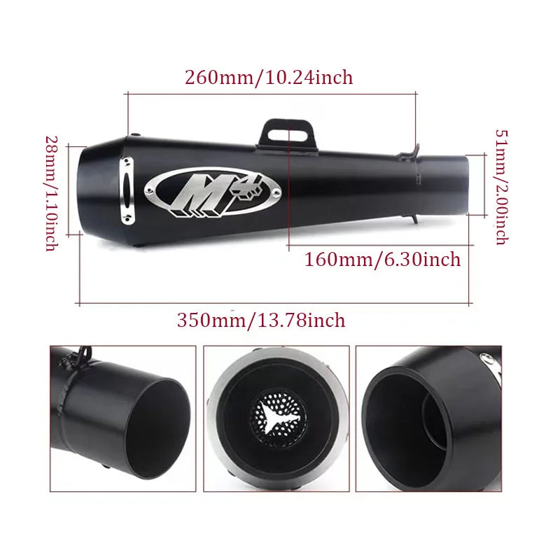 51MM Motorcycle Exhaust Pipe M4 Escape GP Moto Pot Muffler Slip on For Scooter Motocross Dirt Bike Moto 300cc 600cc 1000cc