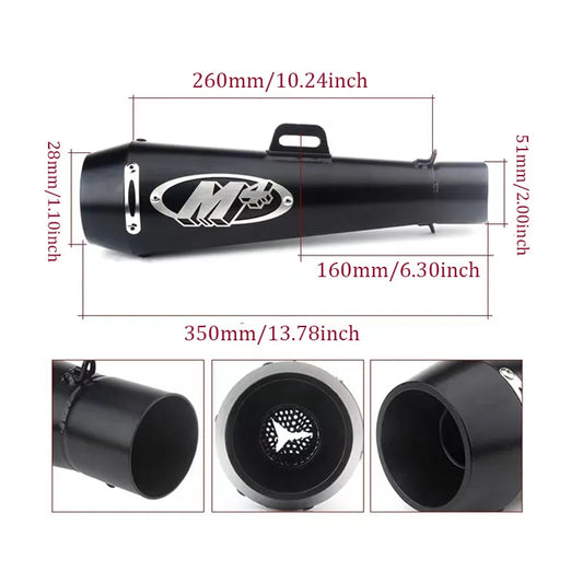 51MM Motorcycle Exhaust Pipe M4 Escape GP Moto Pot Muffler Slip on For Scooter Motocross Dirt Bike Moto 300cc 600cc 1000cc