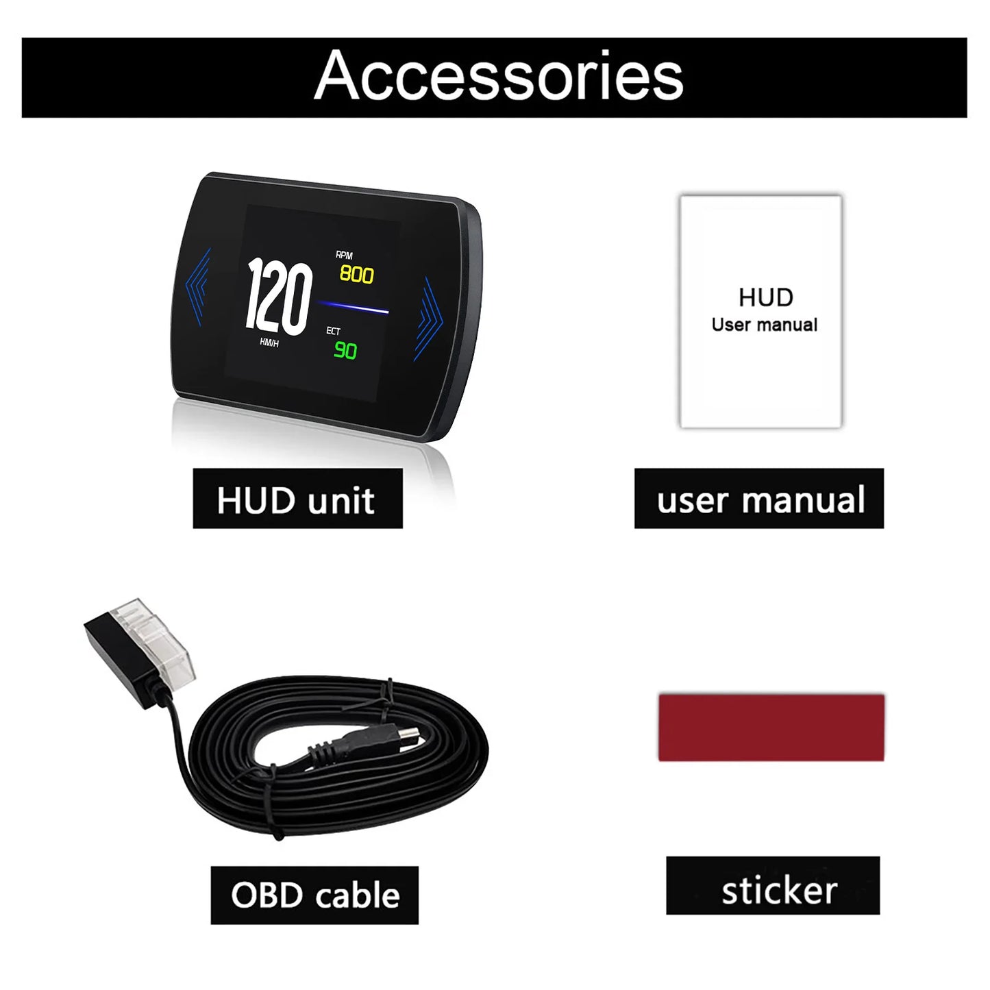 Digital Car HUD P12S OBD2 Head Up Display Turbine Pressure Speed RPM Water Temp Fuel Consumption Voltage Overspeed Alarm custom