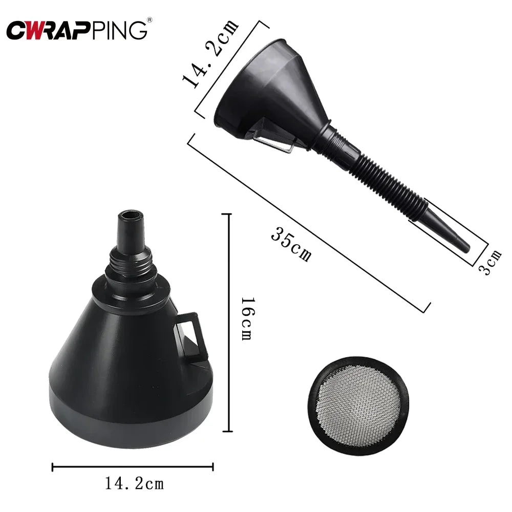 Car Engine Oil Funnel Tool with Flexible Hose Filter Strainer Leak-Proof Design Tool Universal Truck Motorcycle Car Accessories
