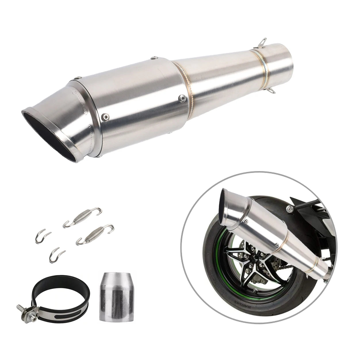 Silenciador de tubo de escape de motocicleta con forma de granada Universal, diámetro 51mm, adecuado para Z1000 Z900 GSR600 FZ6N