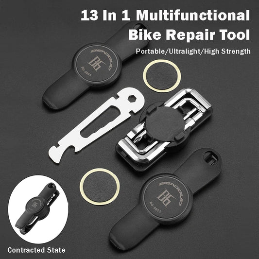 Portable 13 In 1 Repair Tools Multi-functional Road Bicycle Tool High Strength Steel Wrench Ultralight Tire Lever Bike Tools