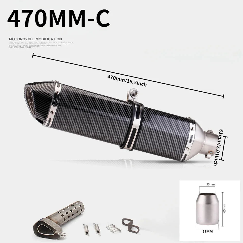 Tubo de escape da motocicleta 51mm com silenciador modificar motocross silenciador para Z400 250 R15 R3 sujeira pit bike scooter