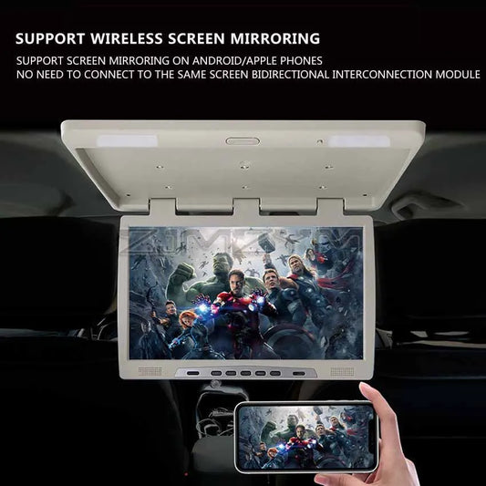 19 Inch Pantalla Coche Android Auto Car Roof HD Monitor Ceiling TV Multimedia Video Player With Bluetooth WiFi USB FM 2+32GB