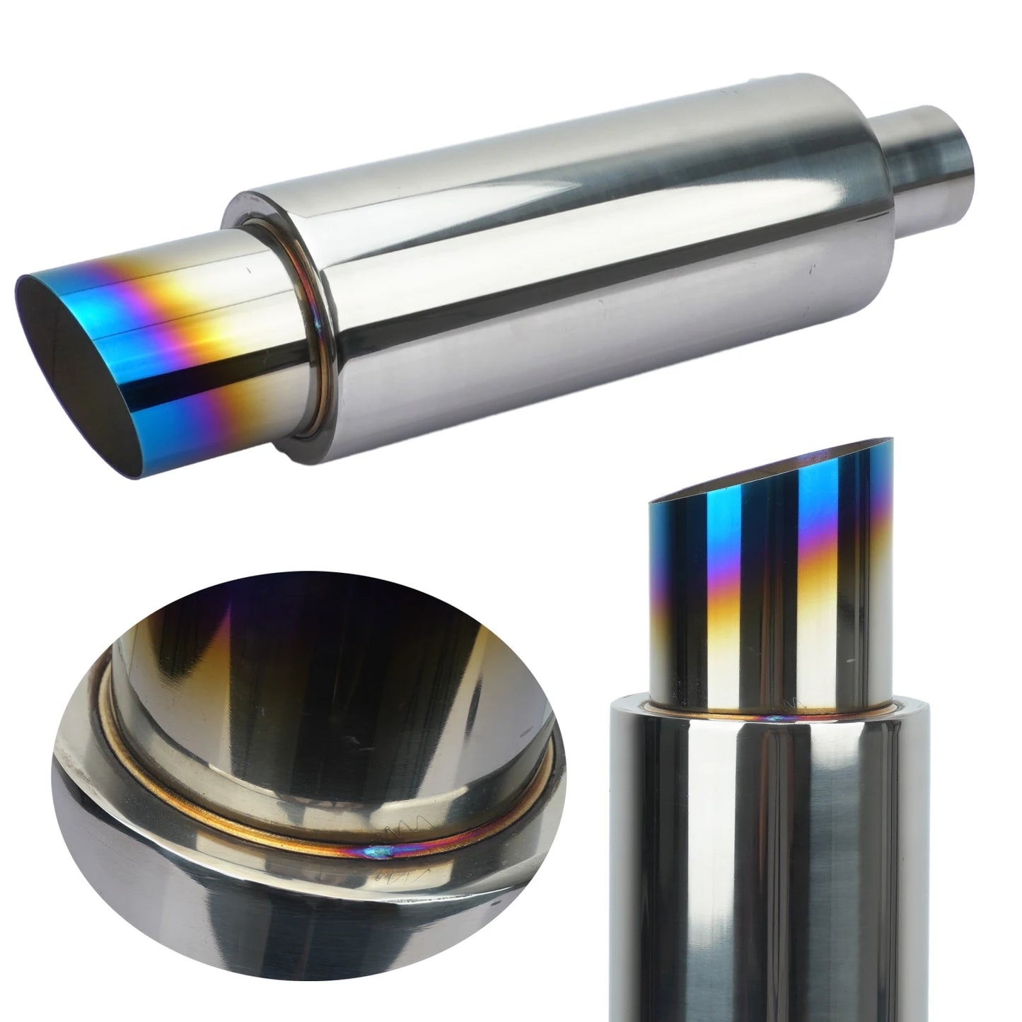 Car Escape Pipe Exhaust Systems Exhuast Muffler Tip Mufflers Turbo Sound Boost Universal 2'' Silencer Tips 201 Staineless Steel