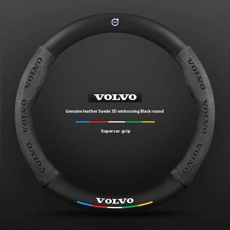 Car Steering Wheel Cover For Volvo XC40 XC60 XC70 XC90 C30 C40 S60 S80 S90 V40 V60 V90 ES90 Suede 38cm Anti-Slip Car Accessories