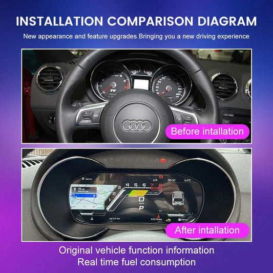 Latest 10.25" Car LCD Digital Dashboard Cluster For Audi TT 2008 2009 2010-2014 Instrument Panel Speedometer Virtual Cockpit