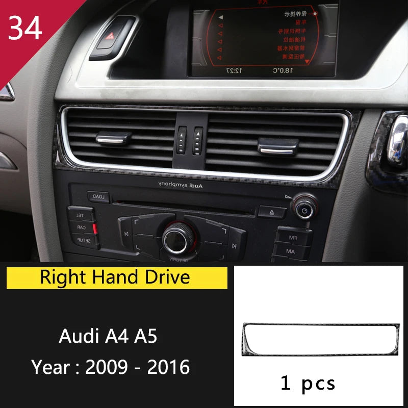 For Audi A4 S4 RS4 B8 8K A5 S5 RS5 8T 8F Carbon Fiber Interior Auto Gear Shift Panel Cover Frame Trim Sticker Car Accessories