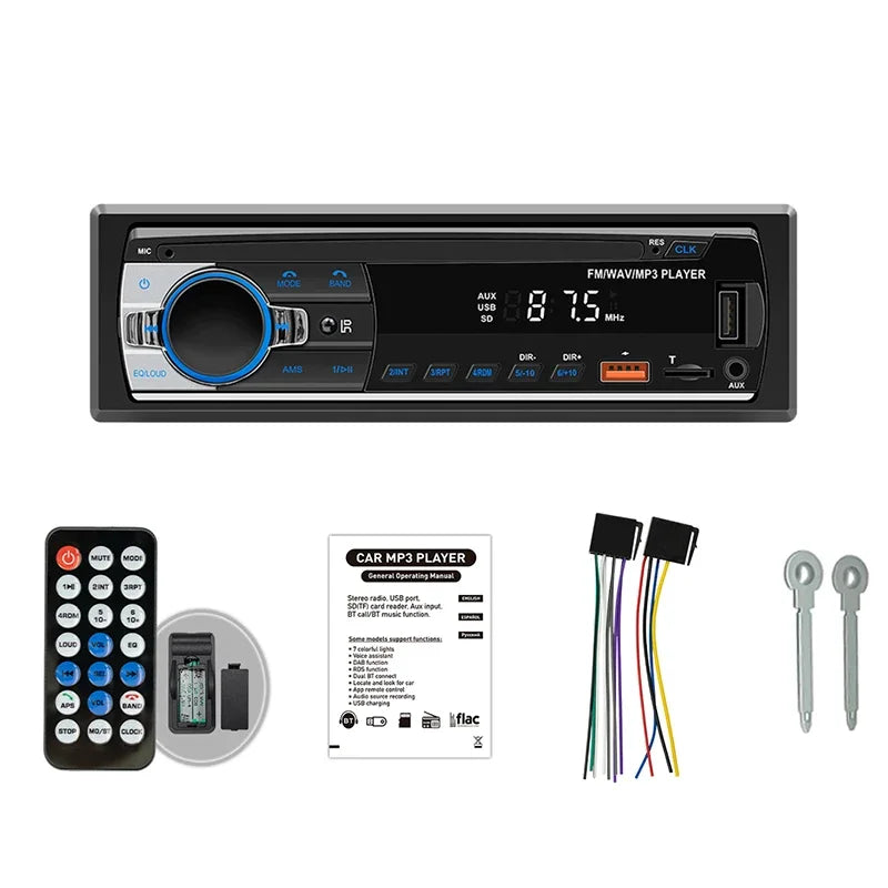 Car Radio 1 din Stereo Player Digital Bluetooth Car MP3 Player FM Radio Stereo Audio Music USB/SD with In Dash AUX Input